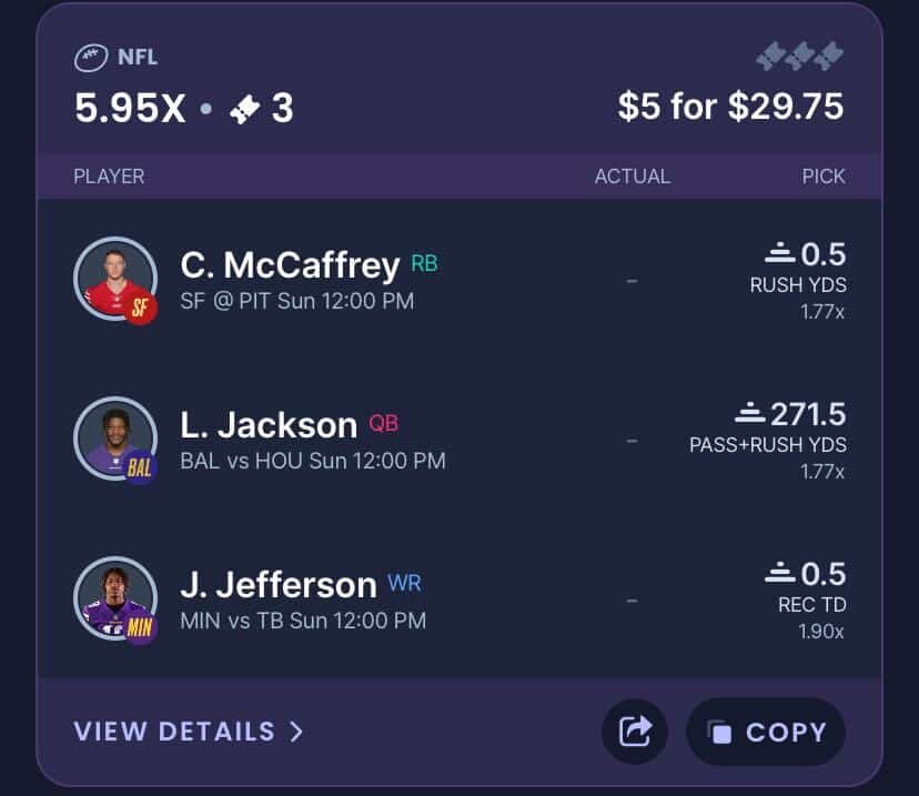 Sleeper Fantasy Promo If Christian McCaffrey rushes for 1 yard on Sunday, users can win big